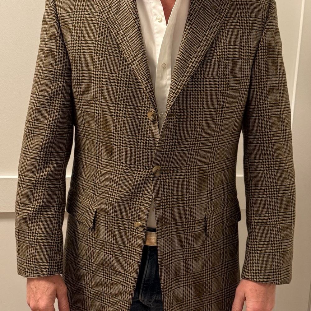 Burberry Cashmere Men's Brown Plaid Blazer